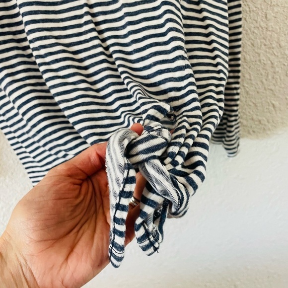 Madewell Navy & White Stripe Side Tie Long Sleeve Top - Picture 2 of 9